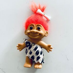 RARE Vintage VTG Russ Berrie Caveman Troll Doll Orange Hair
